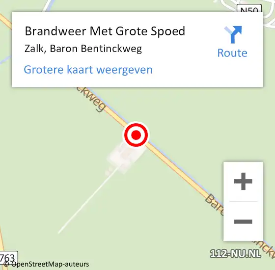 Locatie op kaart van de 112 melding: Brandweer Met Grote Spoed Naar Zalk, Baron Bentinckweg op 17 september 2018 11:09
