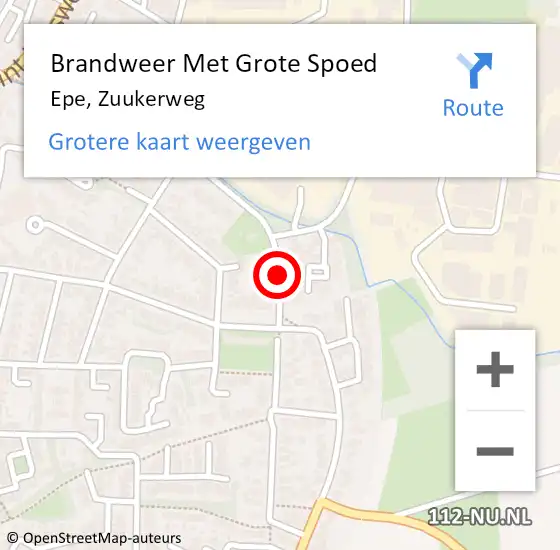 Locatie op kaart van de 112 melding: Brandweer Met Grote Spoed Naar Epe, Zuukerweg op 17 september 2018 11:17