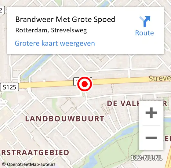 Locatie op kaart van de 112 melding: Brandweer Met Grote Spoed Naar Rotterdam, Strevelsweg op 17 september 2018 11:21
