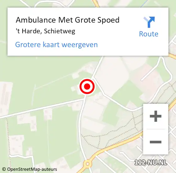 Locatie op kaart van de 112 melding: Ambulance Met Grote Spoed Naar 't Harde, Schietweg op 17 september 2018 11:28