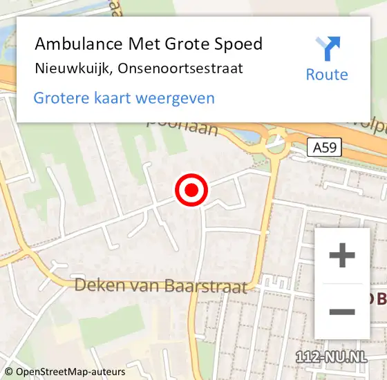 Locatie op kaart van de 112 melding: Ambulance Met Grote Spoed Naar Nieuwkuijk, Onsenoortsestraat op 17 september 2018 11:53