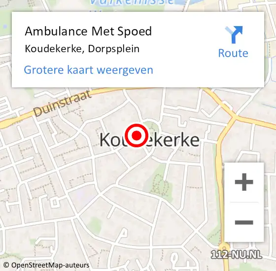Locatie op kaart van de 112 melding: Ambulance Met Spoed Naar Koudekerke, Dorpsplein op 17 september 2018 12:24