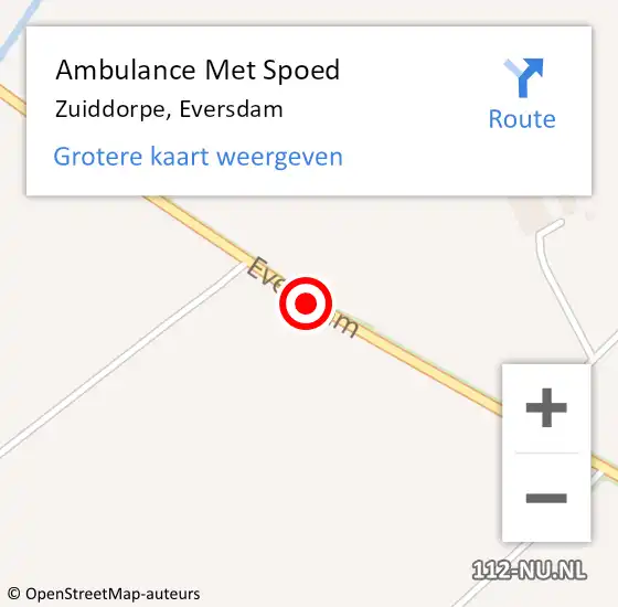 Locatie op kaart van de 112 melding: Ambulance Met Spoed Naar Zuiddorpe, Eversdam op 17 september 2018 12:53