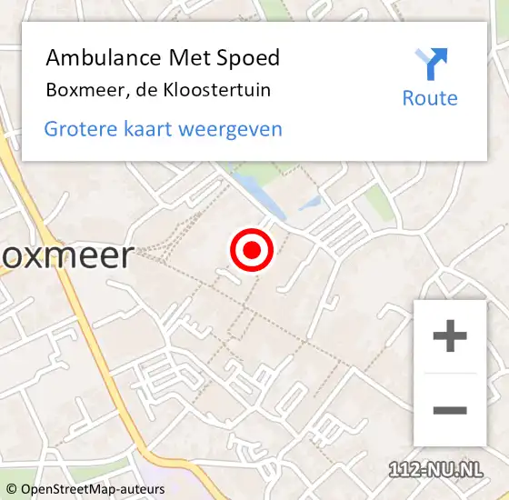 Locatie op kaart van de 112 melding: Ambulance Met Spoed Naar Boxmeer, de Kloostertuin op 17 september 2018 12:54