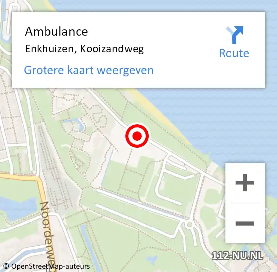 Locatie op kaart van de 112 melding: Ambulance Enkhuizen, Kooizandweg op 17 september 2018 13:10