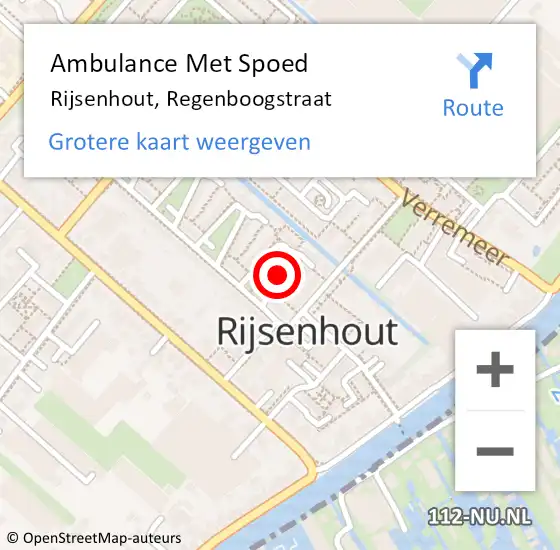 Locatie op kaart van de 112 melding: Ambulance Met Spoed Naar Rijsenhout, Regenboogstraat op 17 september 2018 13:14