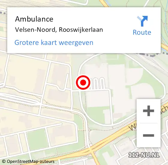 Locatie op kaart van de 112 melding: Ambulance Velsen-Noord, Rooswijkerlaan op 17 september 2018 13:24
