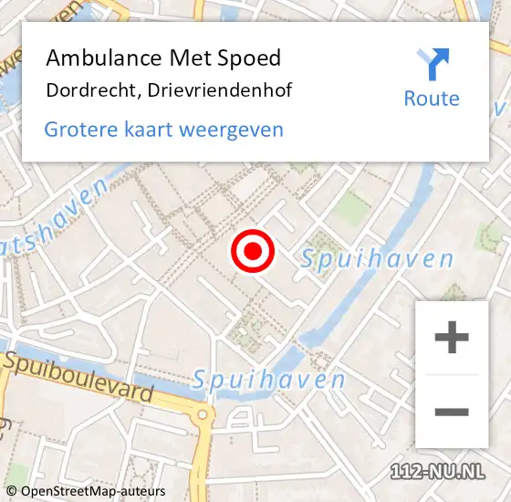 Locatie op kaart van de 112 melding: Ambulance Met Spoed Naar Dordrecht, Drievriendenhof op 17 september 2018 13:39