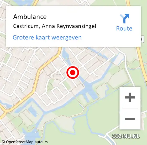 Locatie op kaart van de 112 melding: Ambulance Castricum, Anna Reynvaansingel op 17 september 2018 13:45