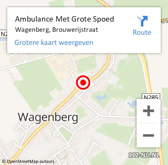 Locatie op kaart van de 112 melding: Ambulance Met Grote Spoed Naar Wagenberg, Brouwerijstraat op 17 september 2018 14:22