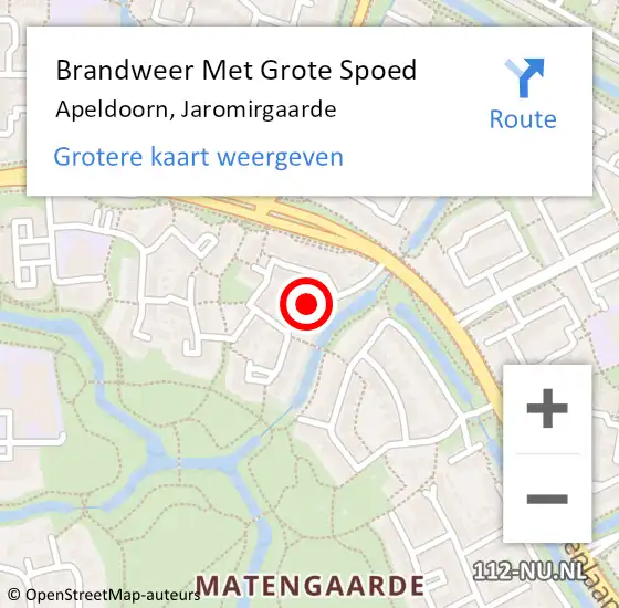 Locatie op kaart van de 112 melding: Brandweer Met Grote Spoed Naar Apeldoorn, Jaromirgaarde op 17 september 2018 15:26