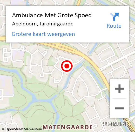 Locatie op kaart van de 112 melding: Ambulance Met Grote Spoed Naar Apeldoorn, Jaromirgaarde op 17 september 2018 15:32