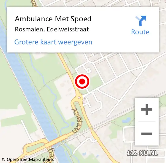 Locatie op kaart van de 112 melding: Ambulance Met Spoed Naar Rosmalen, Edelweisstraat op 17 september 2018 15:33