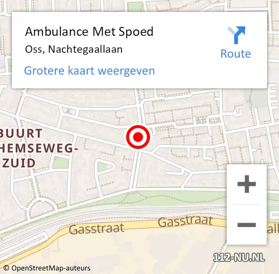 Locatie op kaart van de 112 melding: Ambulance Met Spoed Naar Oss, Nachtegaallaan op 17 september 2018 16:03