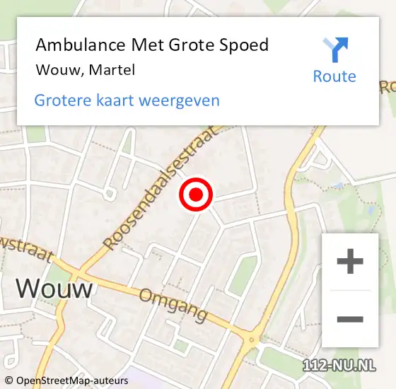 Locatie op kaart van de 112 melding: Ambulance Met Grote Spoed Naar Wouw, Martel op 17 september 2018 16:08