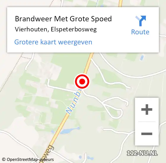 Locatie op kaart van de 112 melding: Brandweer Met Grote Spoed Naar Vierhouten, Elspeterbosweg op 17 september 2018 16:25