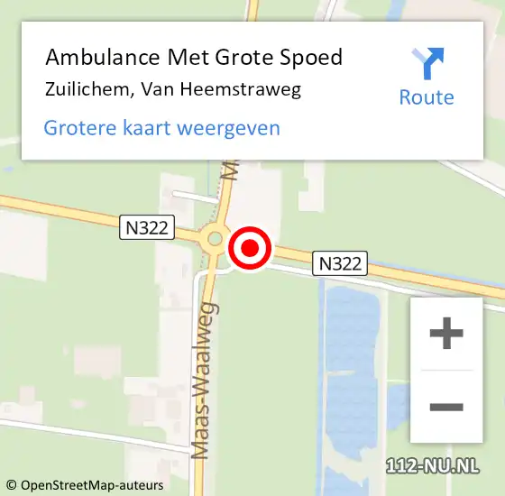 Locatie op kaart van de 112 melding: Ambulance Met Grote Spoed Naar Zuilichem, Van Heemstraweg op 17 september 2018 16:35