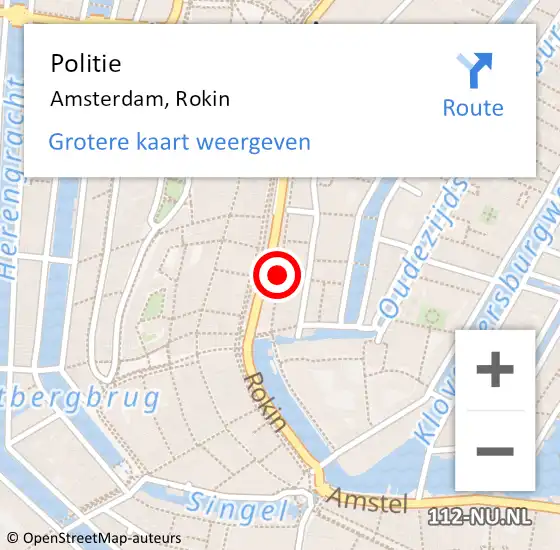 Locatie op kaart van de 112 melding: Politie Amsterdam, Rokin op 17 september 2018 16:36