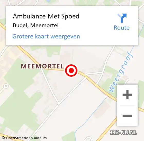 Locatie op kaart van de 112 melding: Ambulance Met Spoed Naar Budel, Meemortel op 17 september 2018 16:49