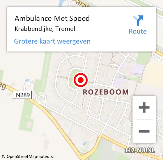 Locatie op kaart van de 112 melding: Ambulance Met Spoed Naar Krabbendijke, Tremel op 17 september 2018 17:24