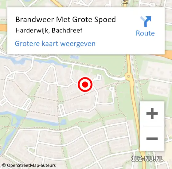 Locatie op kaart van de 112 melding: Brandweer Met Grote Spoed Naar Harderwijk, Bachdreef op 17 september 2018 17:31