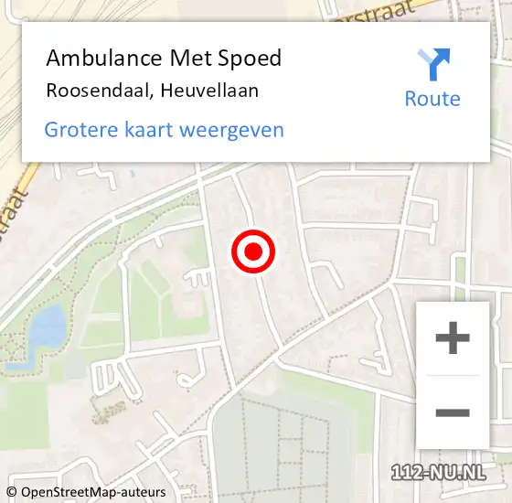 Locatie op kaart van de 112 melding: Ambulance Met Spoed Naar Roosendaal, Heuvellaan op 17 september 2018 17:51