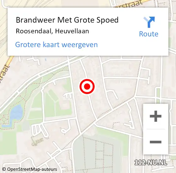 Locatie op kaart van de 112 melding: Brandweer Met Grote Spoed Naar Roosendaal, Heuvellaan op 17 september 2018 17:55