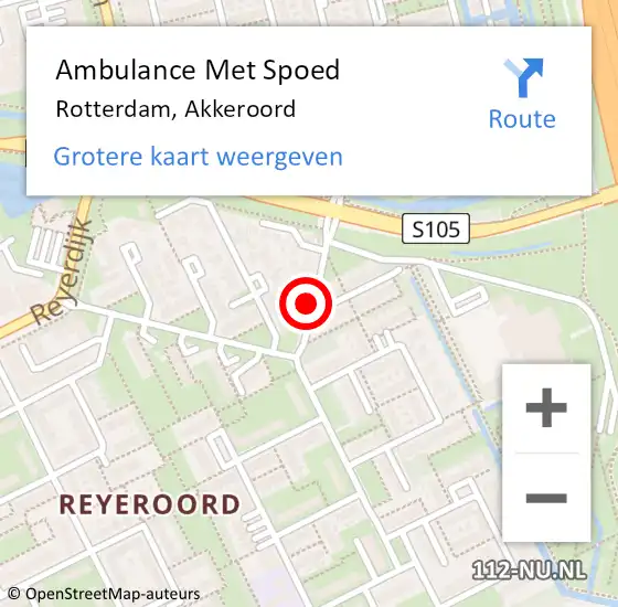 Locatie op kaart van de 112 melding: Ambulance Met Spoed Naar Rotterdam, Akkeroord op 17 september 2018 18:04