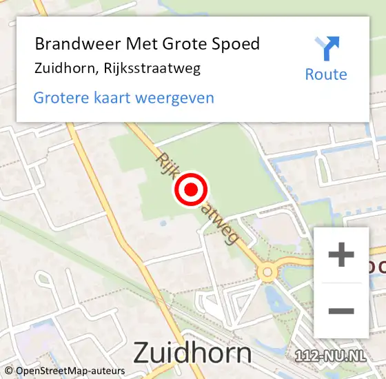 Locatie op kaart van de 112 melding: Brandweer Met Grote Spoed Naar Zuidhorn, Rijksstraatweg op 17 september 2018 19:15