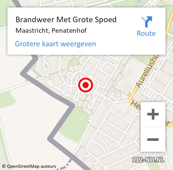 Locatie op kaart van de 112 melding: Brandweer Met Grote Spoed Naar Maastricht, Penatenhof op 17 september 2018 19:32