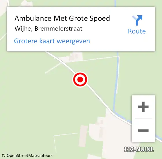 Locatie op kaart van de 112 melding: Ambulance Met Grote Spoed Naar Wijhe, Bremmelerstraat op 17 september 2018 19:37