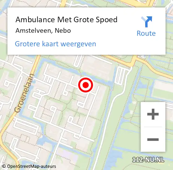 Locatie op kaart van de 112 melding: Ambulance Met Grote Spoed Naar Amstelveen, Nebo op 17 september 2018 20:09