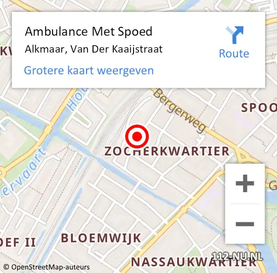 Locatie op kaart van de 112 melding: Ambulance Met Spoed Naar Alkmaar, Van der Kaaijstraat op 17 september 2018 20:12