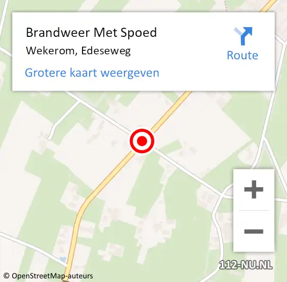 Locatie op kaart van de 112 melding: Brandweer Met Spoed Naar Wekerom, Edeseweg op 17 september 2018 20:18