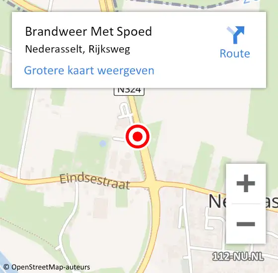 Locatie op kaart van de 112 melding: Brandweer Met Spoed Naar Nederasselt, Rijksweg op 17 september 2018 21:06