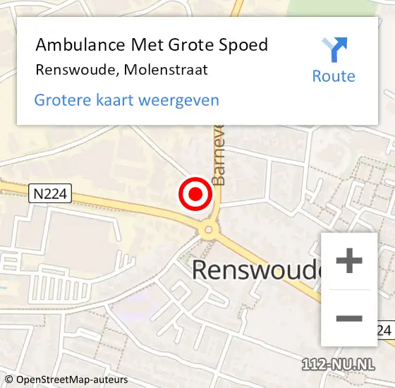 Locatie op kaart van de 112 melding: Ambulance Met Grote Spoed Naar Renswoude, Molenstraat op 9 maart 2014 12:23