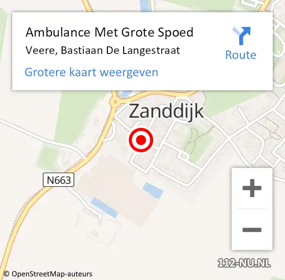Locatie op kaart van de 112 melding: Ambulance Met Grote Spoed Naar Veere, Bastiaan De Langestraat op 18 september 2018 00:37