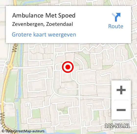 Locatie op kaart van de 112 melding: Ambulance Met Spoed Naar Zevenbergen, Zoetendaal op 18 september 2018 01:52