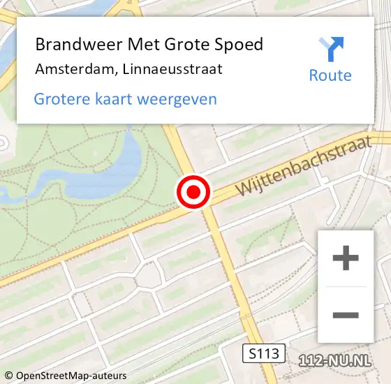 Locatie op kaart van de 112 melding: Brandweer Met Grote Spoed Naar Amsterdam, Linnaeusstraat op 18 september 2018 03:00