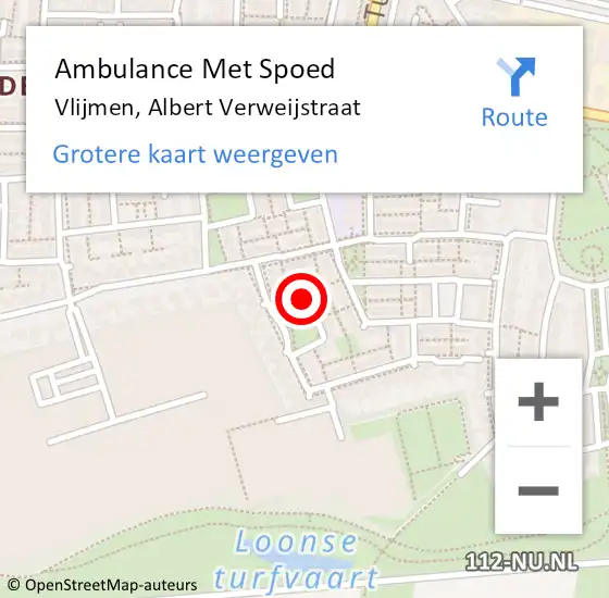 Locatie op kaart van de 112 melding: Ambulance Met Spoed Naar Vlijmen, Albert Verweijstraat op 18 september 2018 04:23