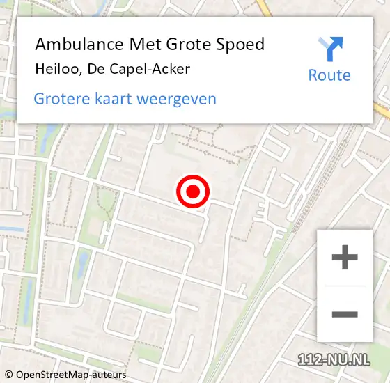 Locatie op kaart van de 112 melding: Ambulance Met Grote Spoed Naar Heiloo, De Capel-Acker op 18 september 2018 07:09