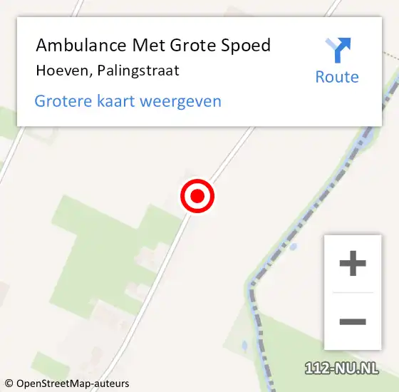 Locatie op kaart van de 112 melding: Ambulance Met Grote Spoed Naar Hoeven, Palingstraat op 18 september 2018 07:11