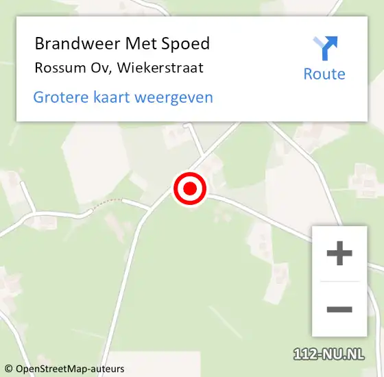 Locatie op kaart van de 112 melding: Brandweer Met Spoed Naar Rossum Ov, Wiekerstraat op 18 september 2018 07:15