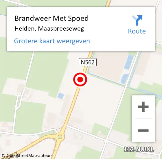 Locatie op kaart van de 112 melding: Brandweer Met Spoed Naar Helden, Maasbreeseweg op 18 september 2018 07:21