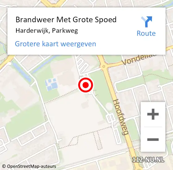 Locatie op kaart van de 112 melding: Brandweer Met Grote Spoed Naar Harderwijk, Parkweg op 18 september 2018 09:30