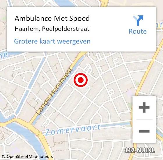 Locatie op kaart van de 112 melding: Ambulance Met Spoed Naar Haarlem, Poelpolderstraat op 18 september 2018 09:37