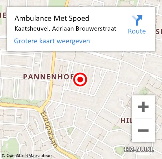 Locatie op kaart van de 112 melding: Ambulance Met Spoed Naar Kaatsheuvel, Adriaan Brouwerstraat op 18 september 2018 09:40