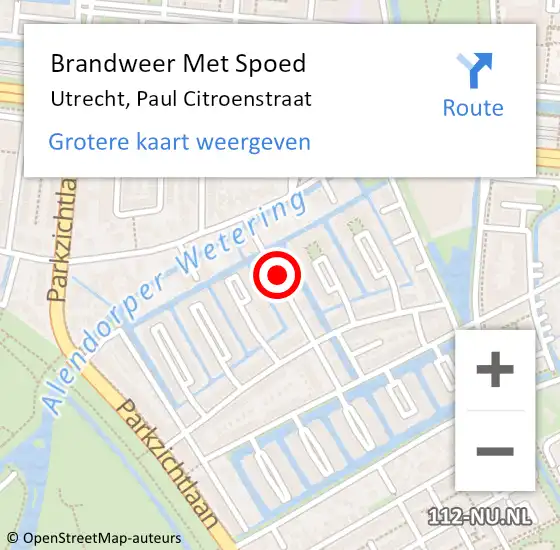 Locatie op kaart van de 112 melding: Brandweer Met Spoed Naar Utrecht, Paul Citroenstraat op 18 september 2018 09:52