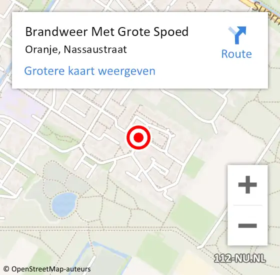 Locatie op kaart van de 112 melding: Brandweer Met Grote Spoed Naar Oranje, Nassaustraat op 18 september 2018 11:02