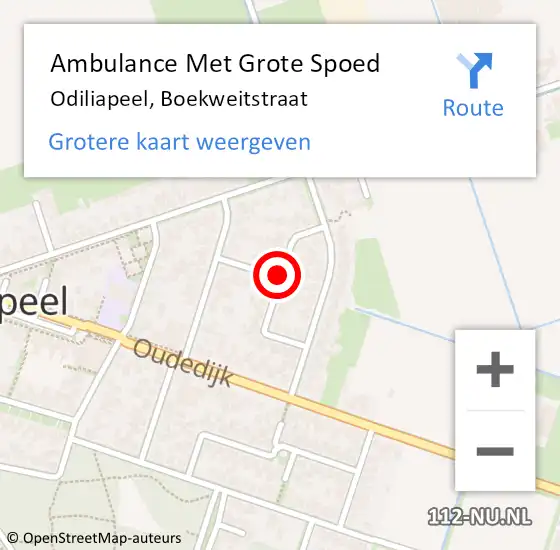 Locatie op kaart van de 112 melding: Ambulance Met Grote Spoed Naar Odiliapeel, Boekweitstraat op 18 september 2018 11:28